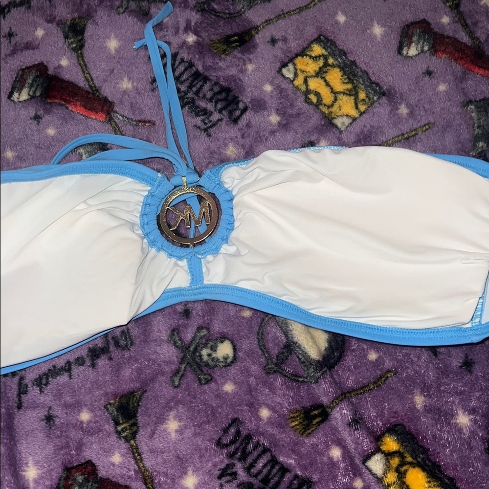 Michael Kors Blue Halter Bikini Top with Logo Accent - Picture 5 of 5